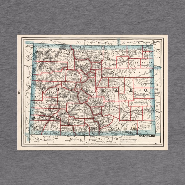 Colorado Counties Map (1893) by Bravuramedia